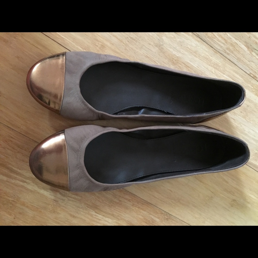 Gold and brown flats by JCrew